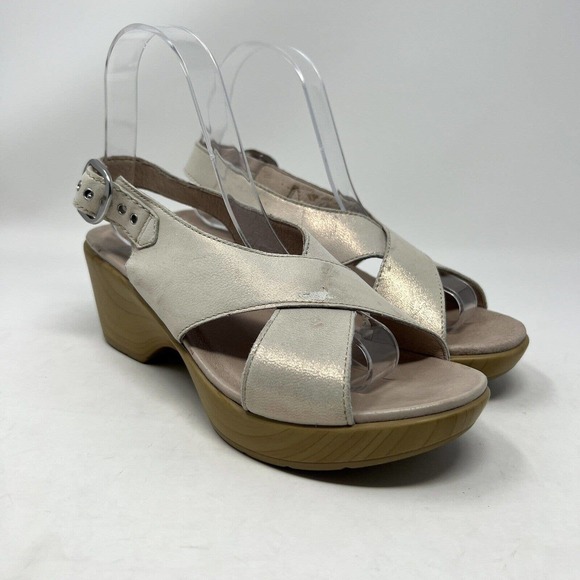 Dansko Jacinda Slingback Sandal Chunky Platform Champagne Women's EU 37 (US 6.5) - Picture 1 of 12